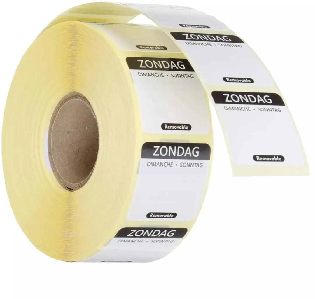 HENDI Dagstickers Zondag Zwart 25x25mm