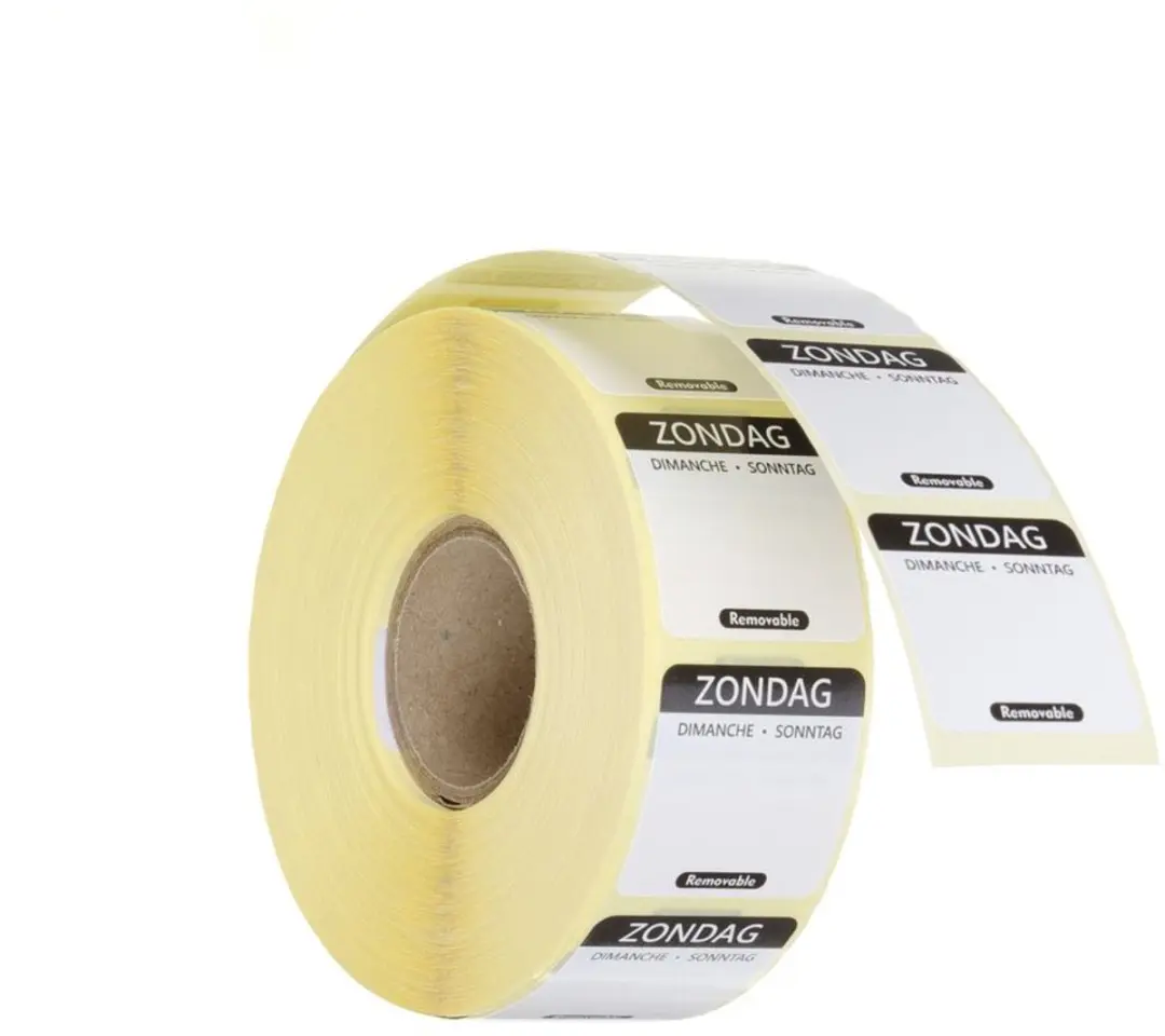 HENDI Dagstickers Zondag Zwart 25x25mm - 1000 Stuks