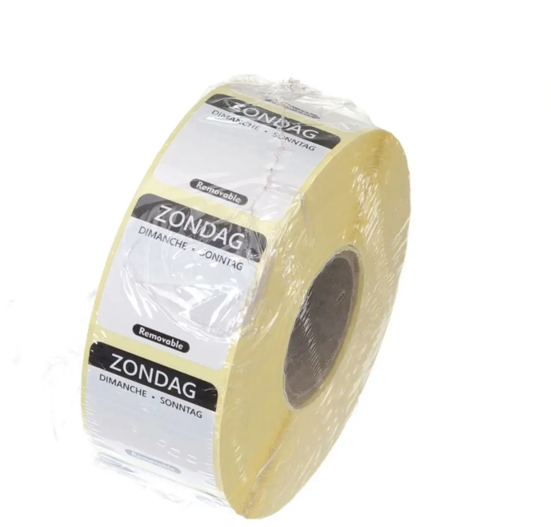 HENDI Dagstickers Zondag Zwart 25x25mm - 1000 Stuks