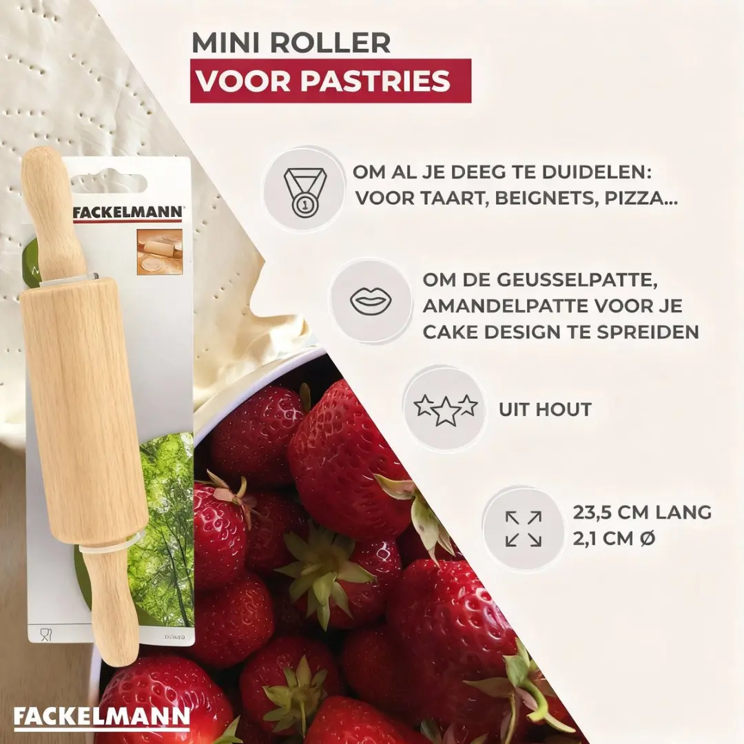 Fackelmann Wood Edition Houten Deegroller 23,5cm - Drankje