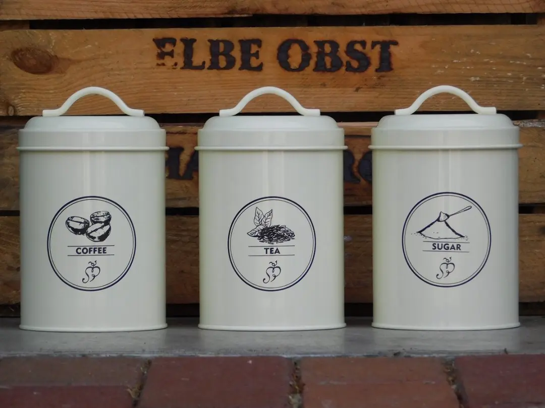 Esschert Design Koffie-Thee-Suiker Set 3 Stuks - 3L - Gebroken wit