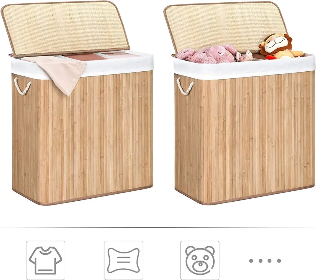 Songmics Bamboe Wasmand 150L - 3 Compartimenten