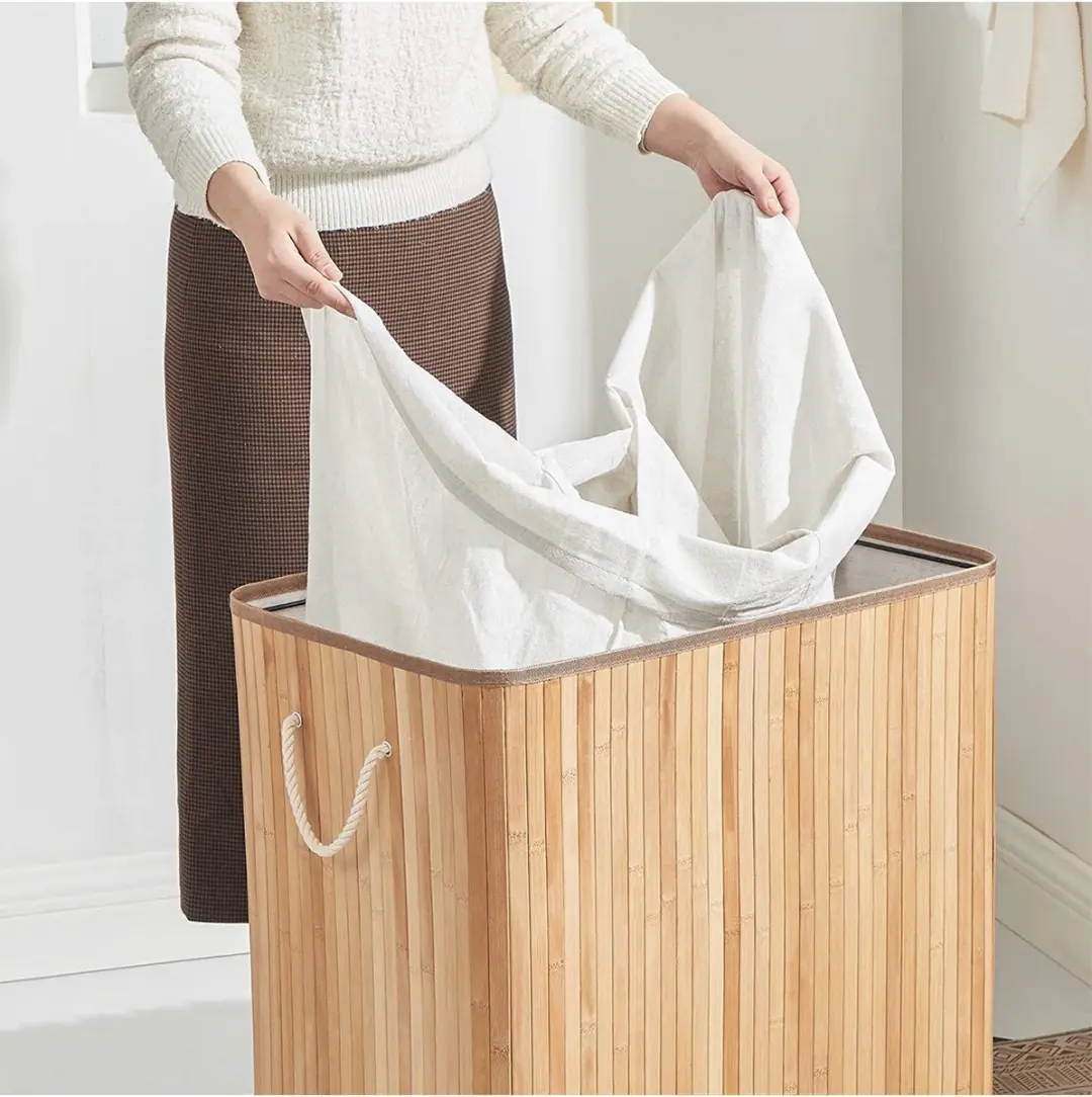 Songmics Bamboe Wasmand 150L - 3 Compartimenten