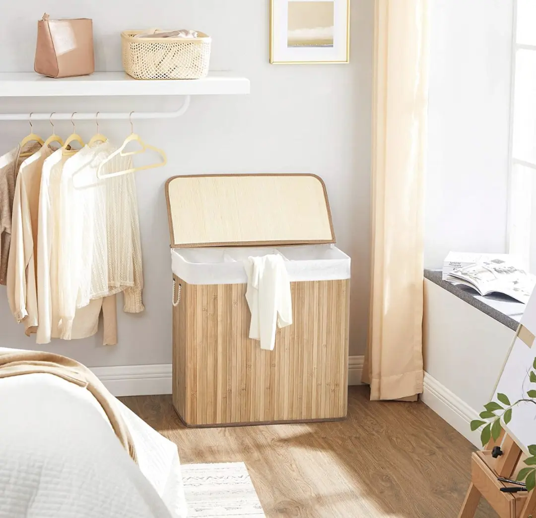 Songmics Bamboe Wasmand 150L - 3 Compartimenten