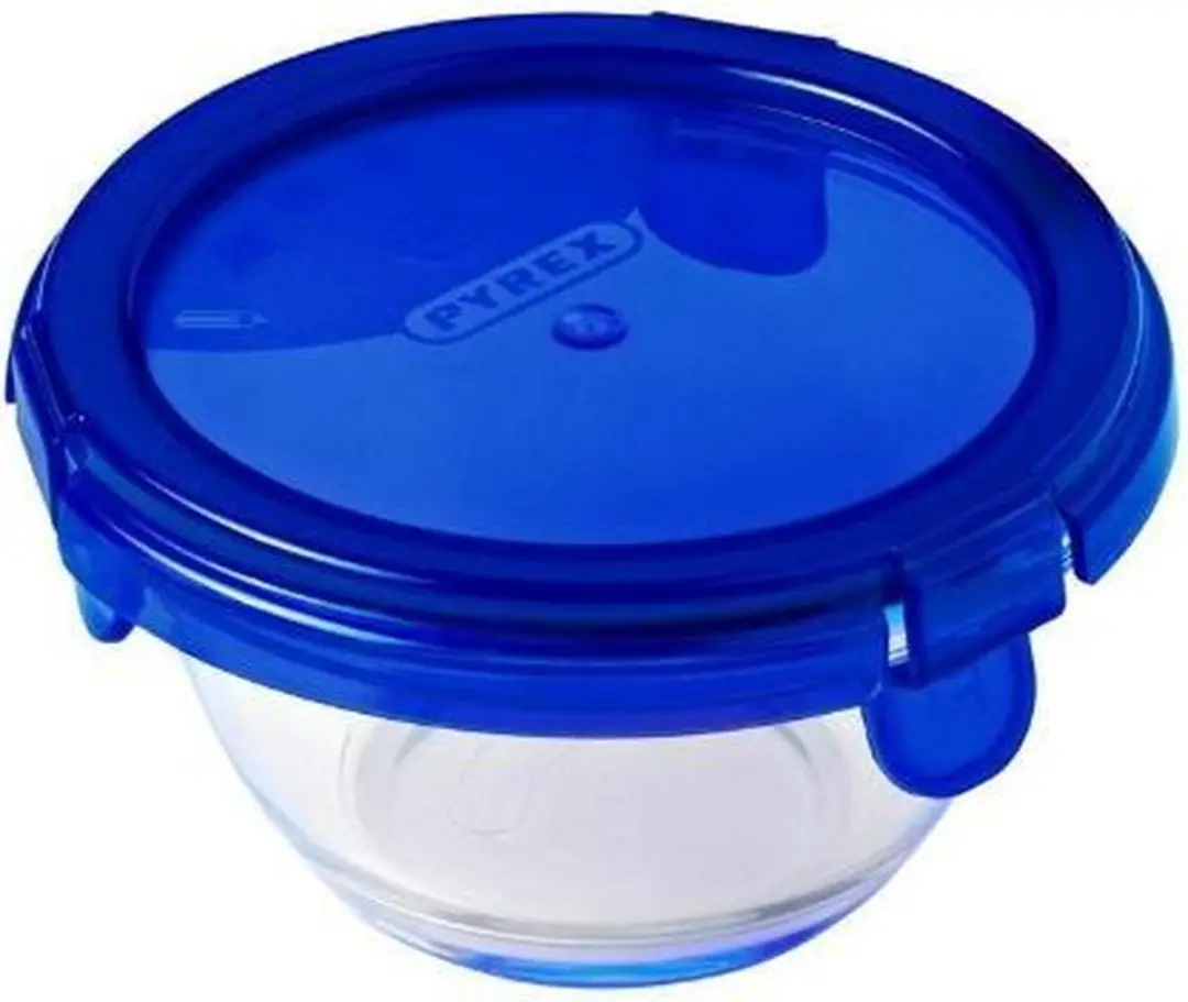 PYREX Cook & Go Ronde Schaal 200ml - Set van 5 - Blauw/Transparant