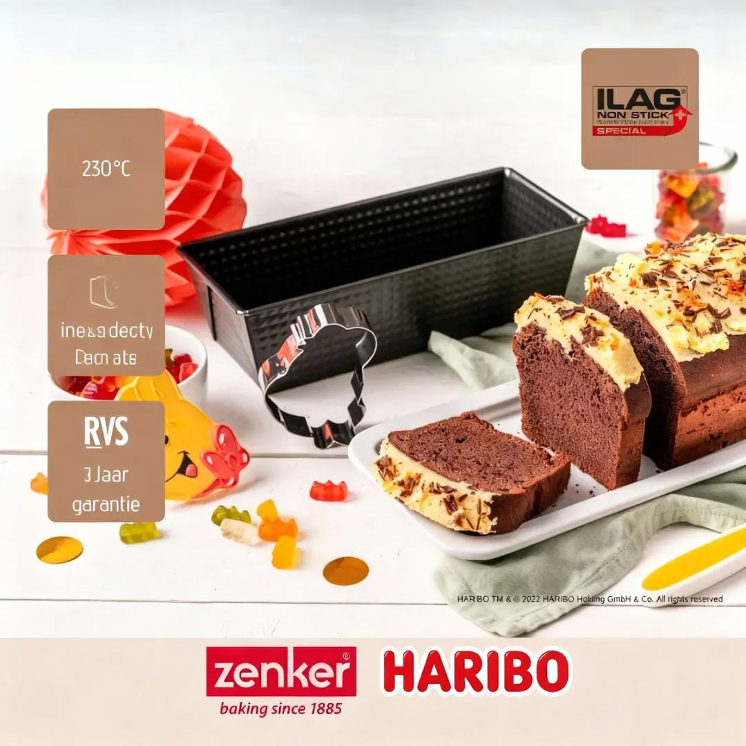 Zenker Cakevorm 25cm met Haribo-uitsteker - Zwart