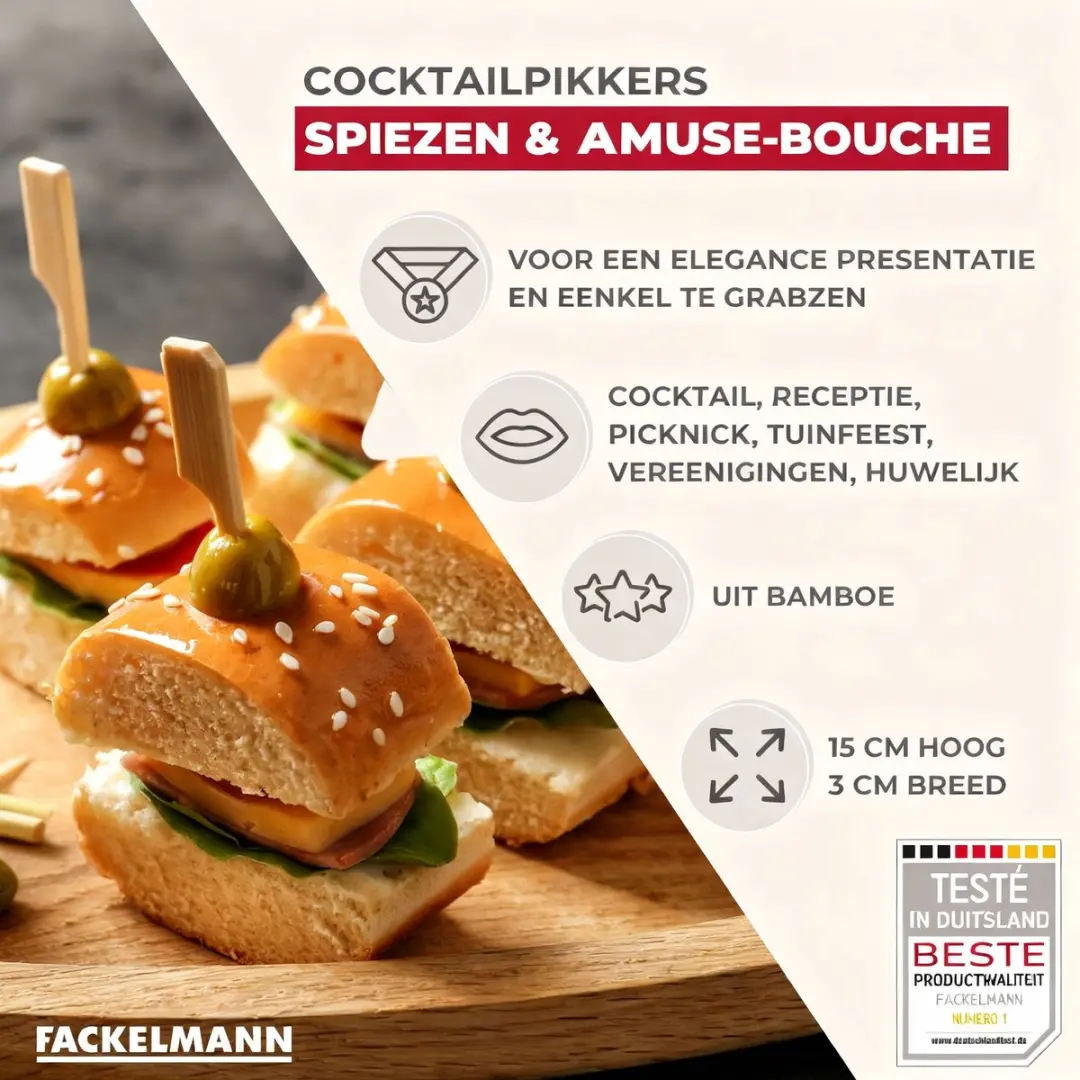 Fackelmann Nature Satéprikkers 15cm - 70 Stuks - Drankje