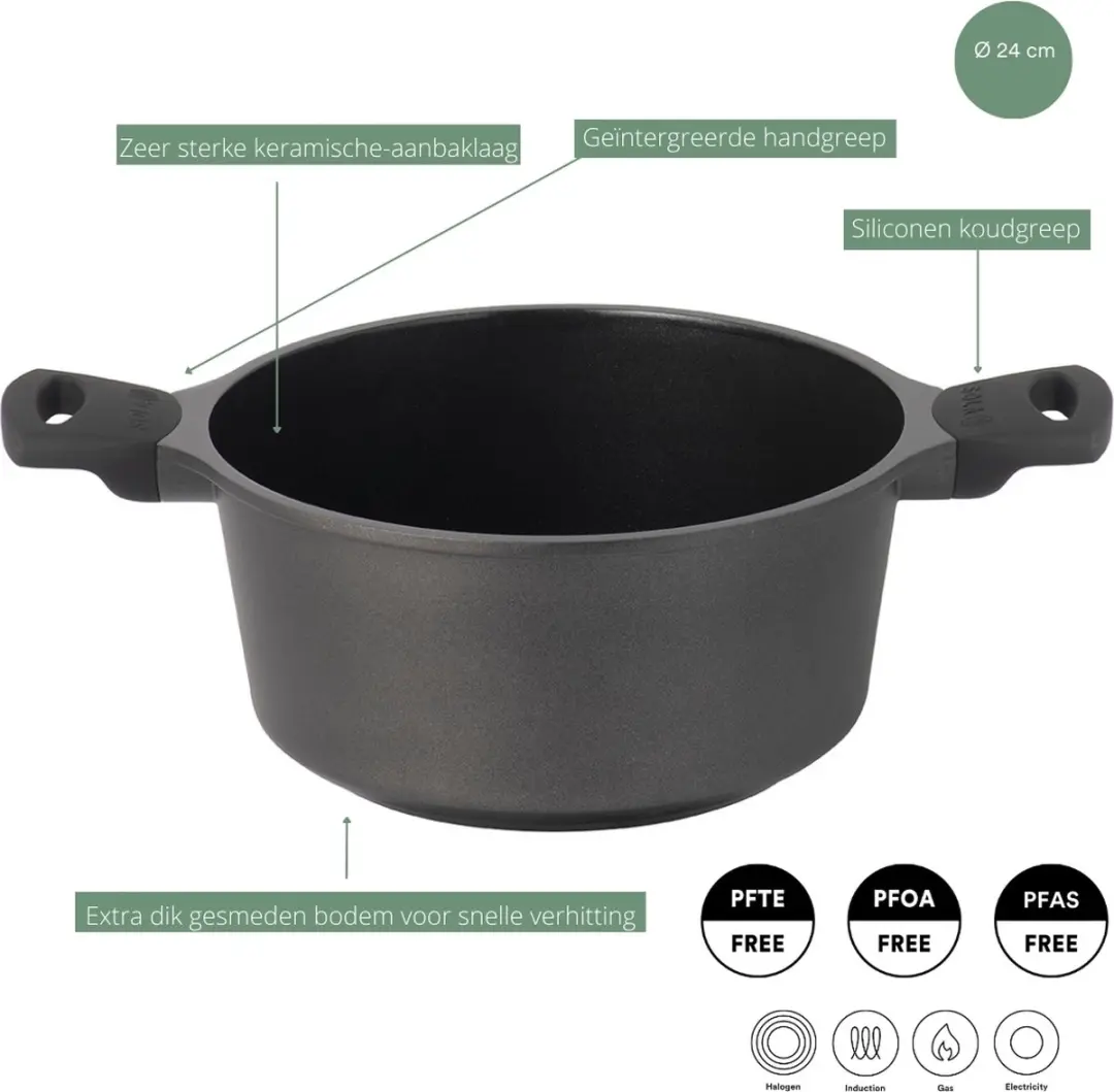 Sola Ceramic Deluxe Braadpan 24cm - Zwart