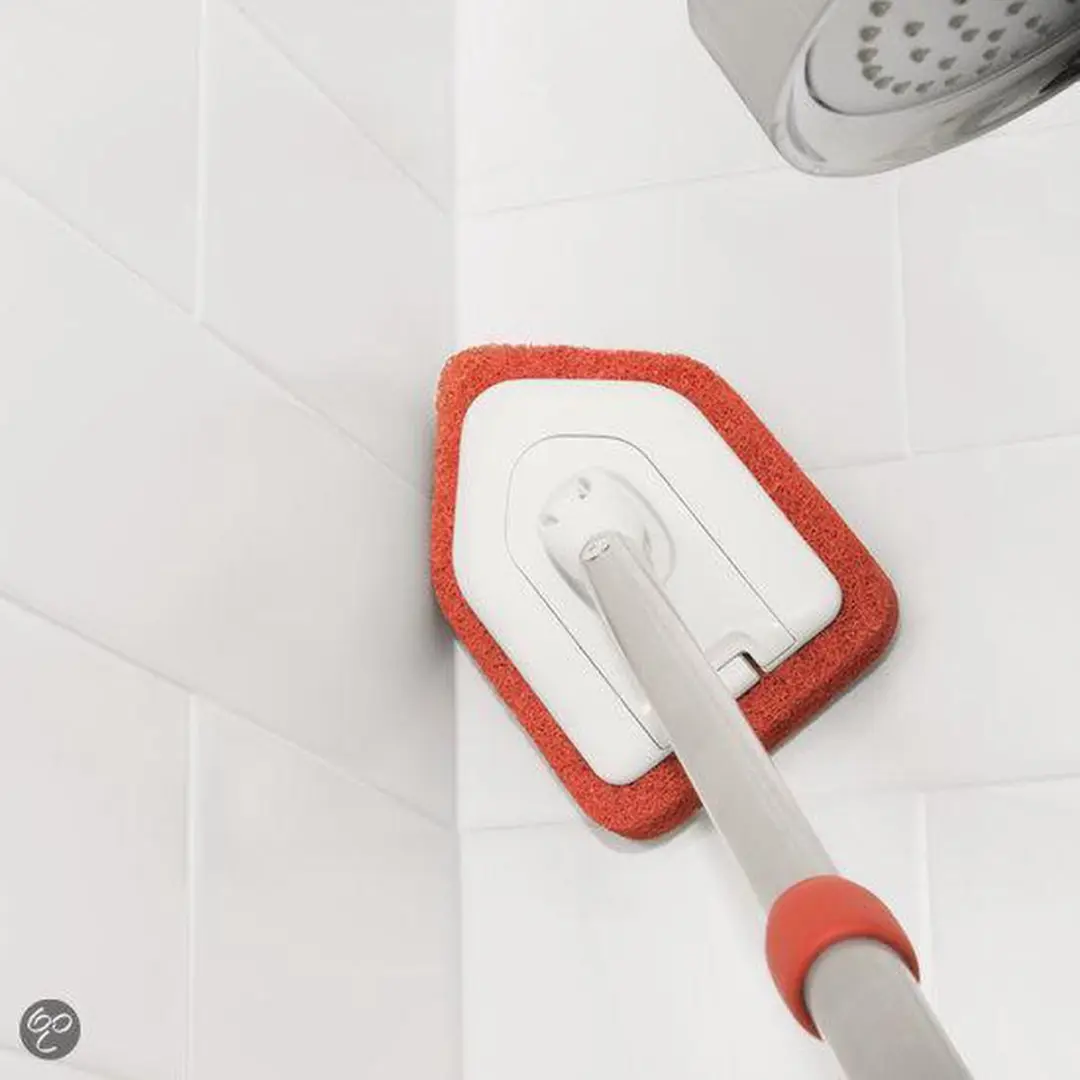 OXO 12126100 Bad- en Tegelschrobber Uitschuifbaar - Zilver/Zwart/Rood