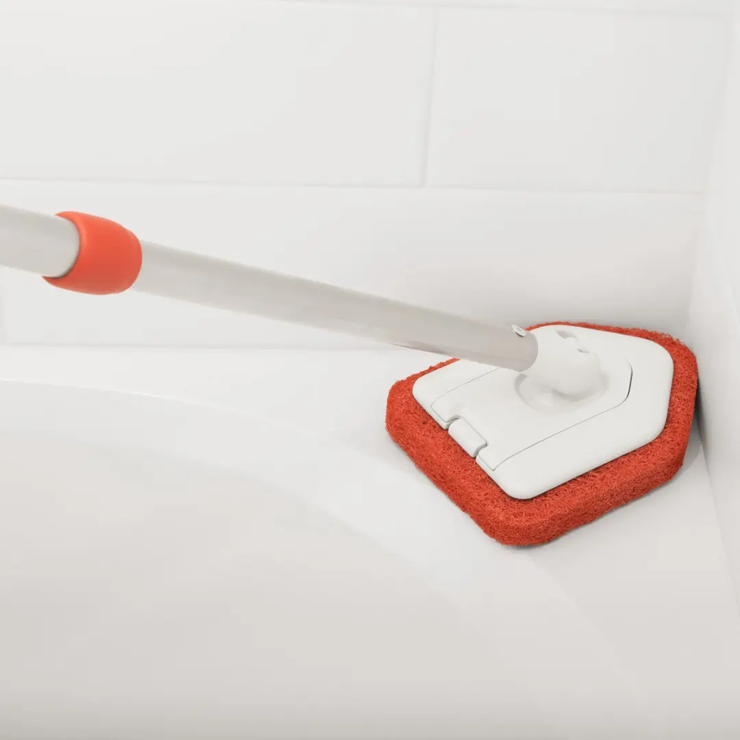 OXO 12126100 Bad- en Tegelschrobber Uitschuifbaar - Zilver/Zwart/Rood