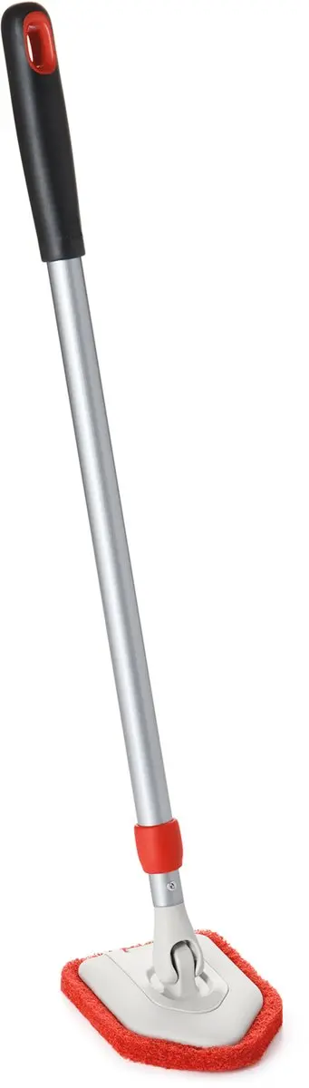 OXO 12126100 Bad- en Tegelschrobber Uitschuifbaar - Zilver/Zwart/Rood