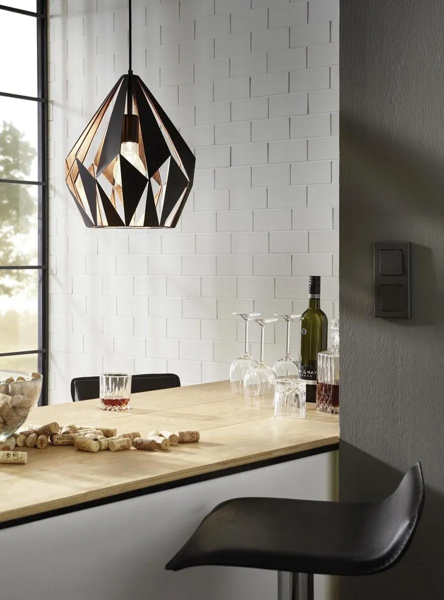 Eglo Carlton 1 Hanglamp Ø31cm - Zwart/Koper - afbeelding 6 van 6