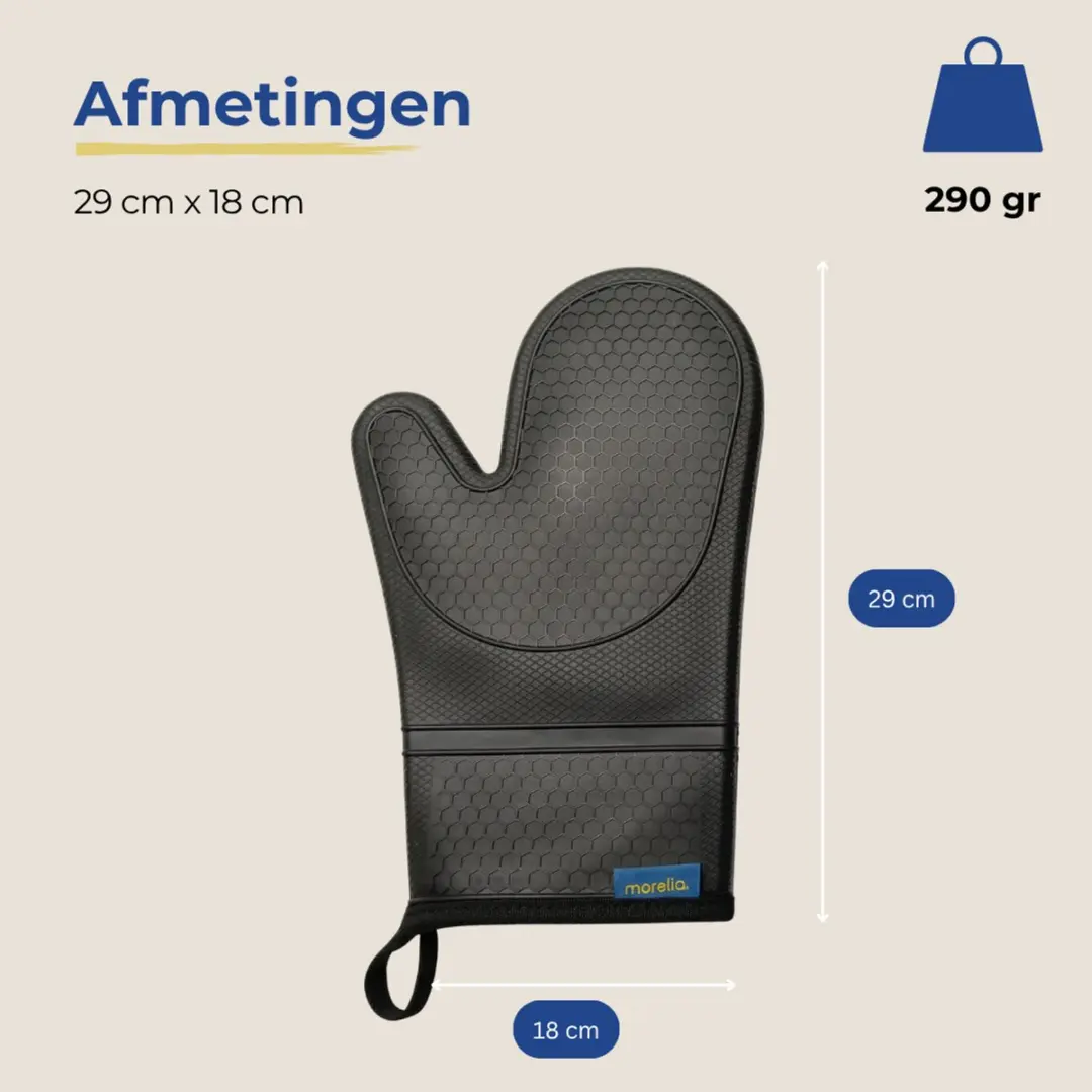 Morelia Hittebestendige Ovenwanten 260°C - 2 Stuks - Zwart