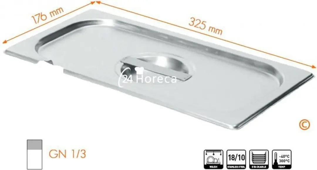 HENDI Deksel GN 325x176mm Roestvrij staal