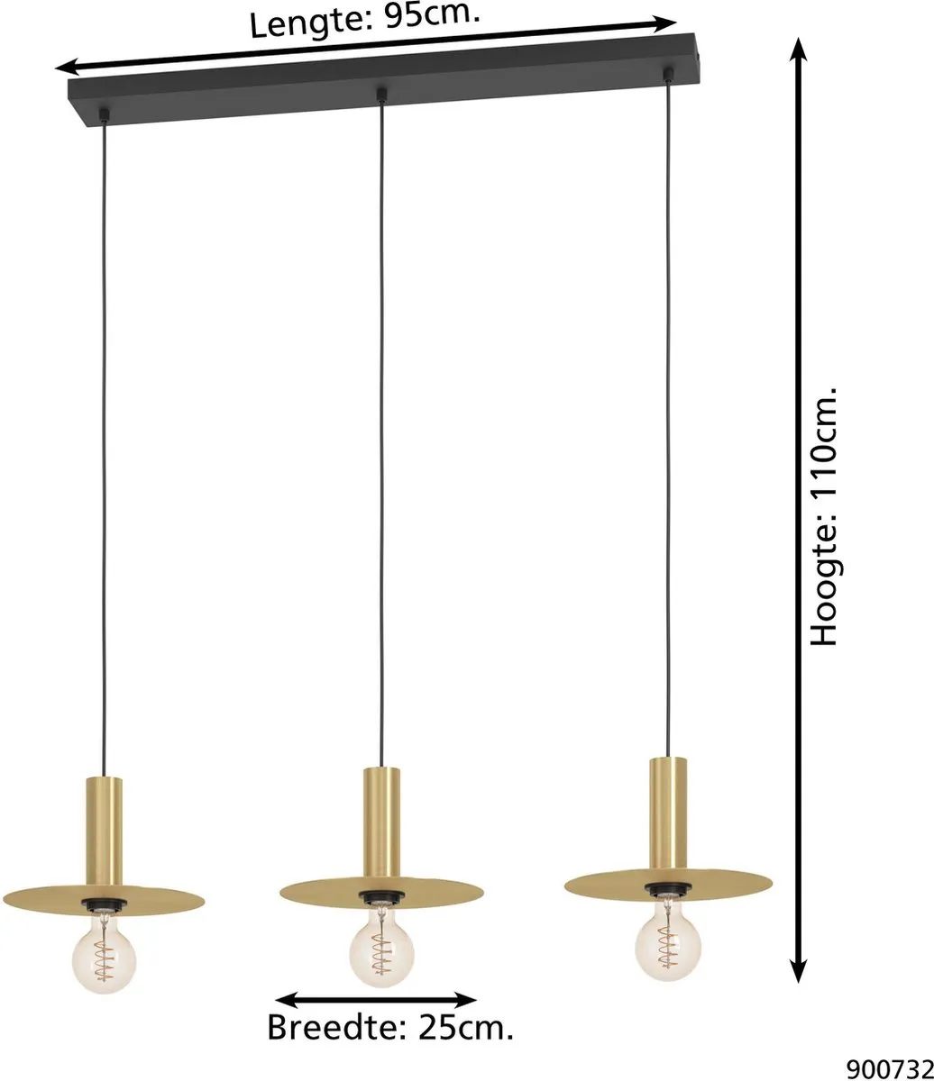Eglo Escandell Hanglamp E27 - 95cm - Goud