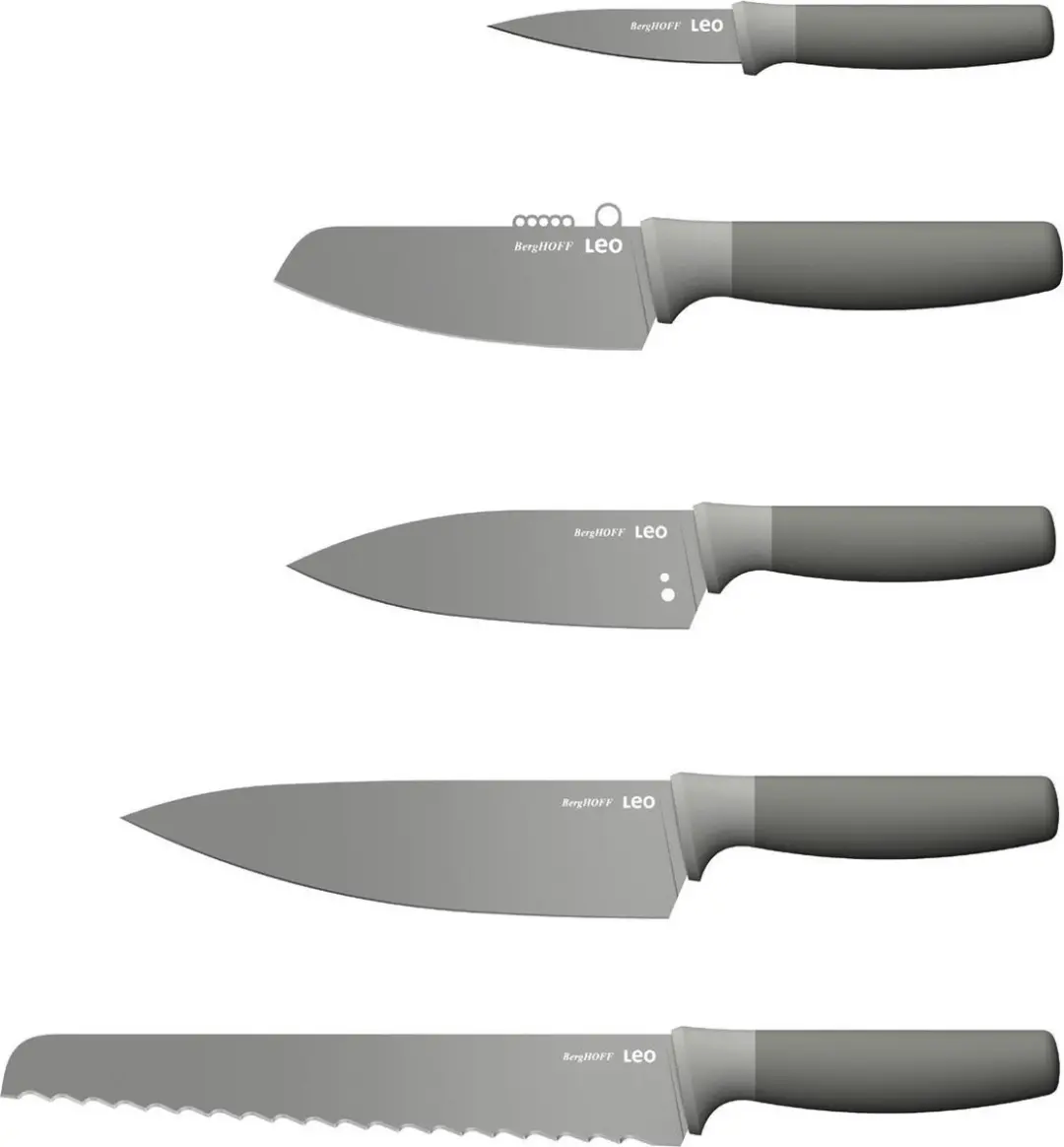 BergHOFF LEO 6-delig Messenblok - Grijs - 5 Messen