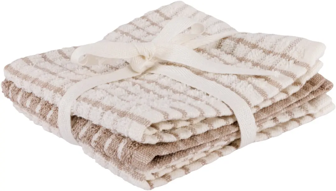 Cosy&Trendy Vaatdoeken Katoen 3 Stuks 30x30cm - Beige/Wit