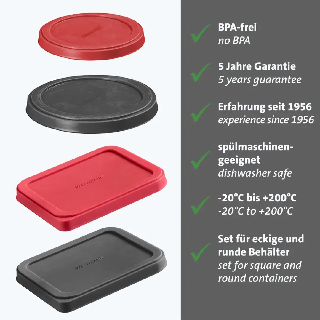 Westmark Deksel voor Vershoudbakken - 4 Stuks (2x rond, 2x vierkant)
