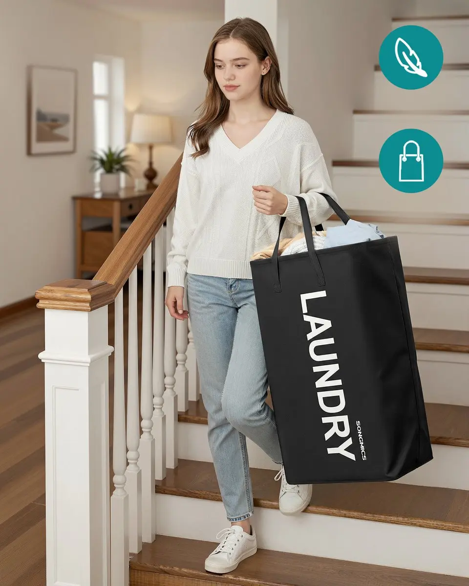 Songmics RLH001BH01 Opvouwbare Wasmand 80L - Waterafstotend