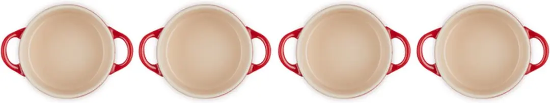 Le Creuset Aardewerken Mini Pannetjes 250ml - 4 Stuks Kersenrood