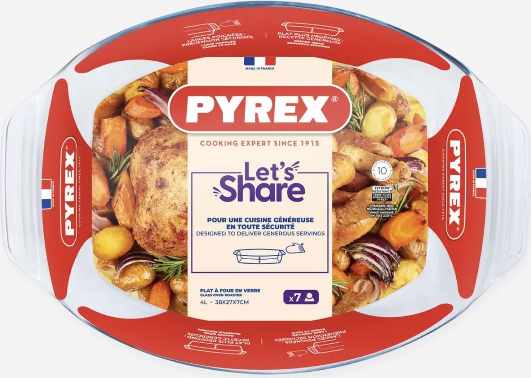 PYREX Let's Share Ovenschaal Ovaal 4L - Transparant