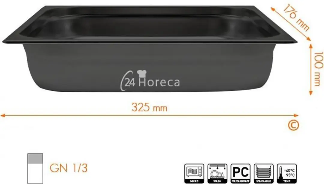 HENDI GN Container 4L - 325x176x100mm Zwart - afbeelding 6 van 6