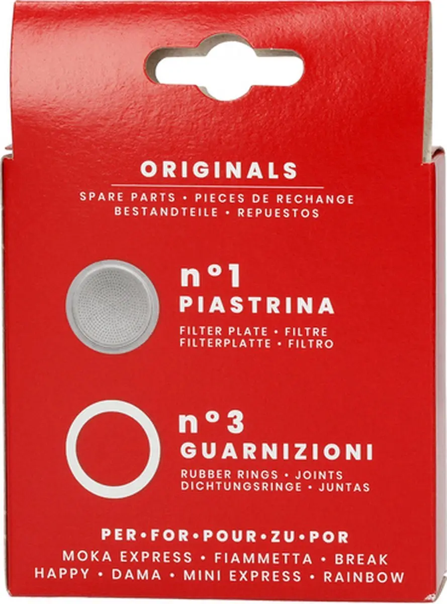 Bialetti Moka Express Filterplaatje + Ringen Set - 4-delig - Zilver