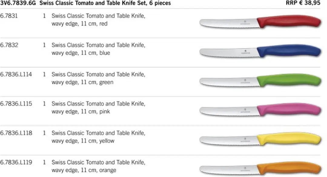 Victorinox Swiss Classic Tomatenmessenset 6-delig - Multicolor