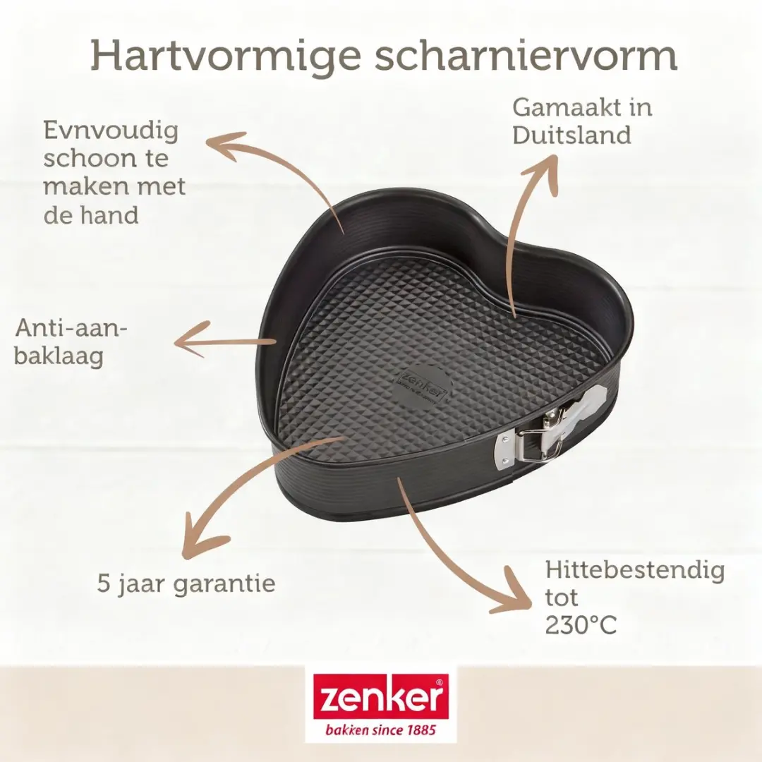 Zenker Bakkersset Hartvormige Taartvorm 27x25cm - Zwart