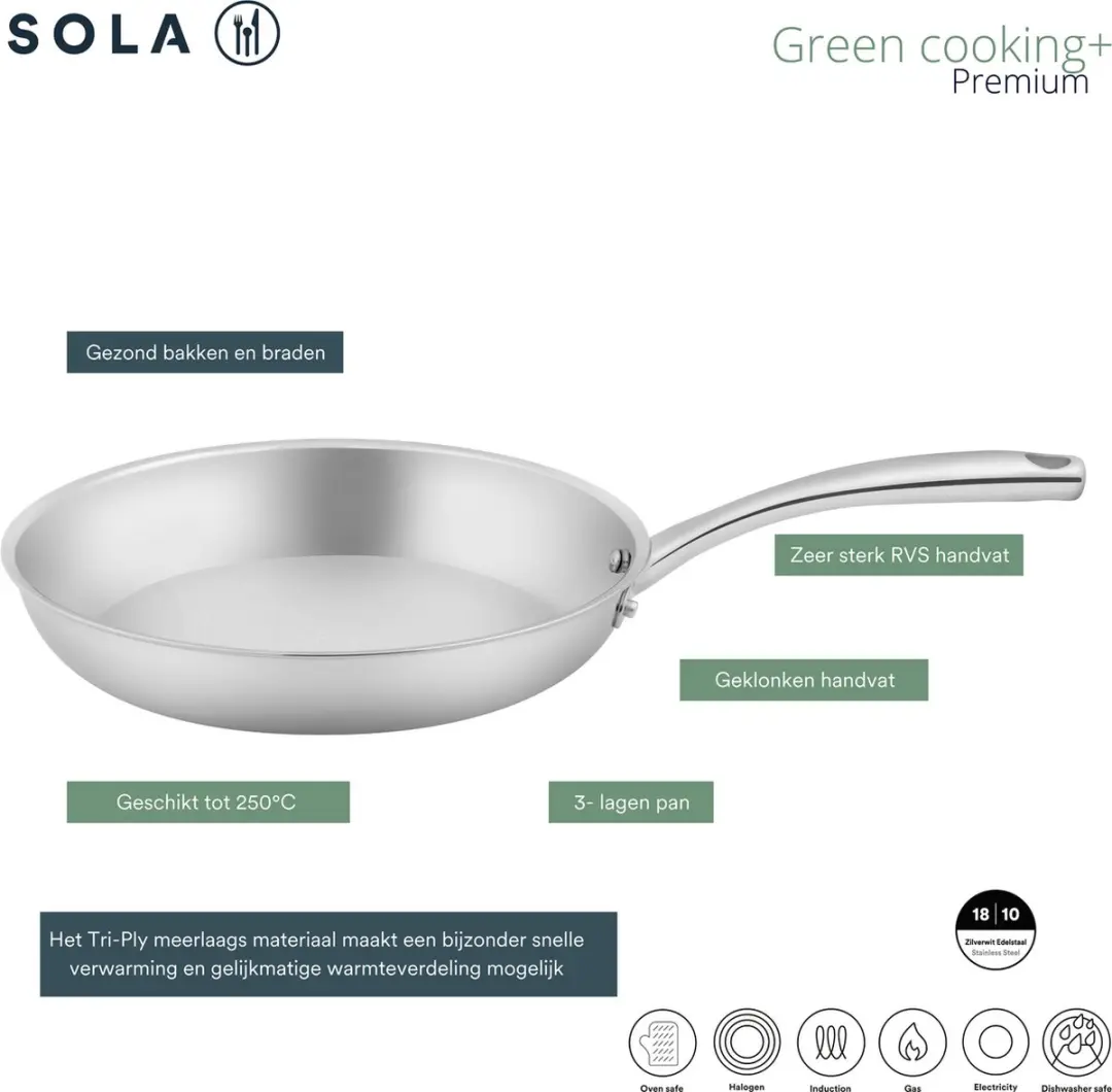 Sola Green Cooking Koekenpan 28cm - Zilver