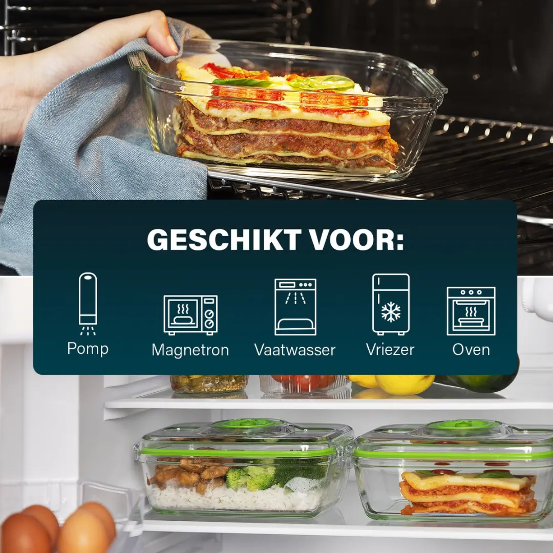 Princess Vershoudbakjes Vacuüm Sealer Set 3-delig - 1.1L - Wit/ Groen
