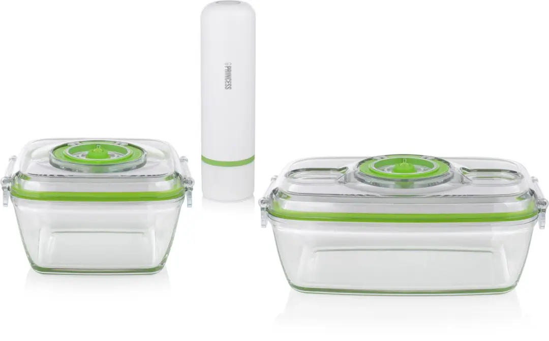 Princess Vershoudbakjes Vacuüm Sealer Set 3-delig - 1.1L - Wit/ Groen