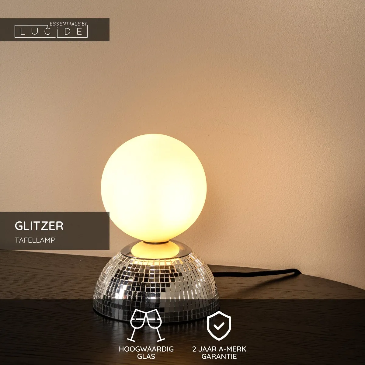Lucide Glitzer Tafellamp Ø14cm - 1xG9 - Zilver