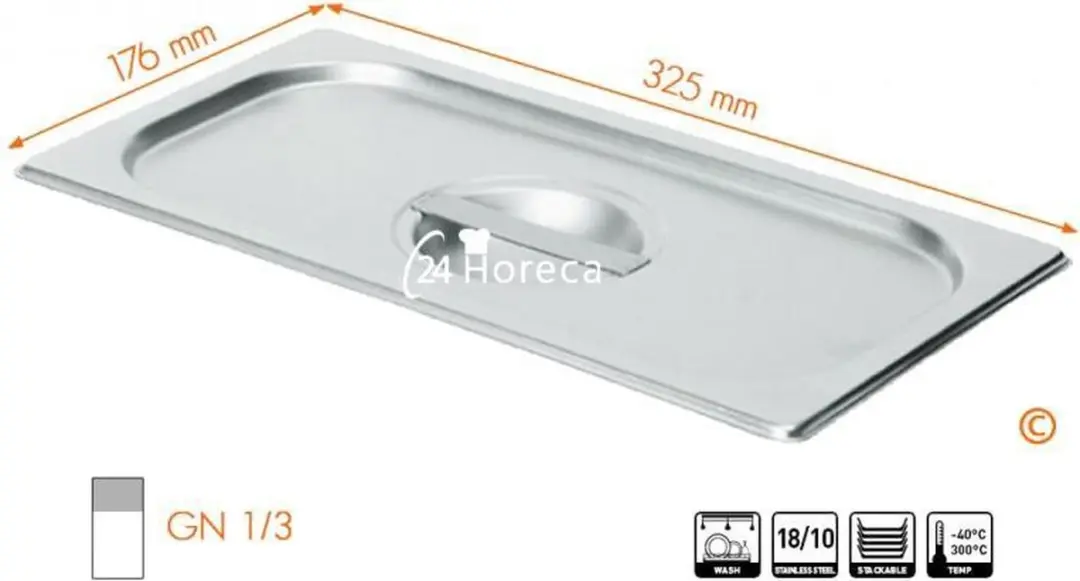 HENDI Deksel GN 325x176mm - Roestvrij staal