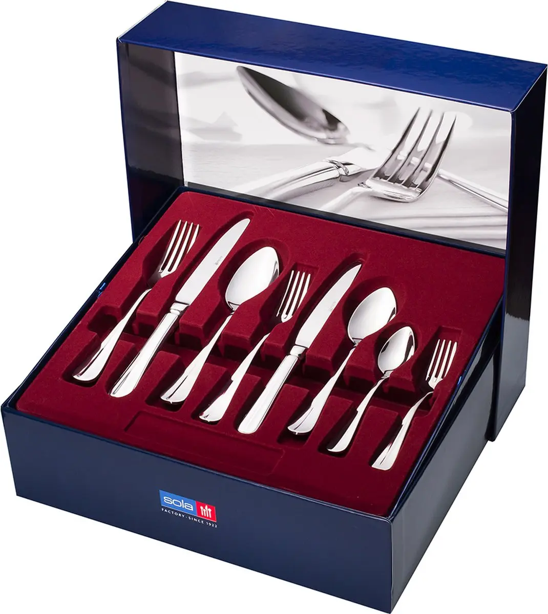 Sola Hollands Glad Bestekset 50-delig - 6 Personen - Zilverwit