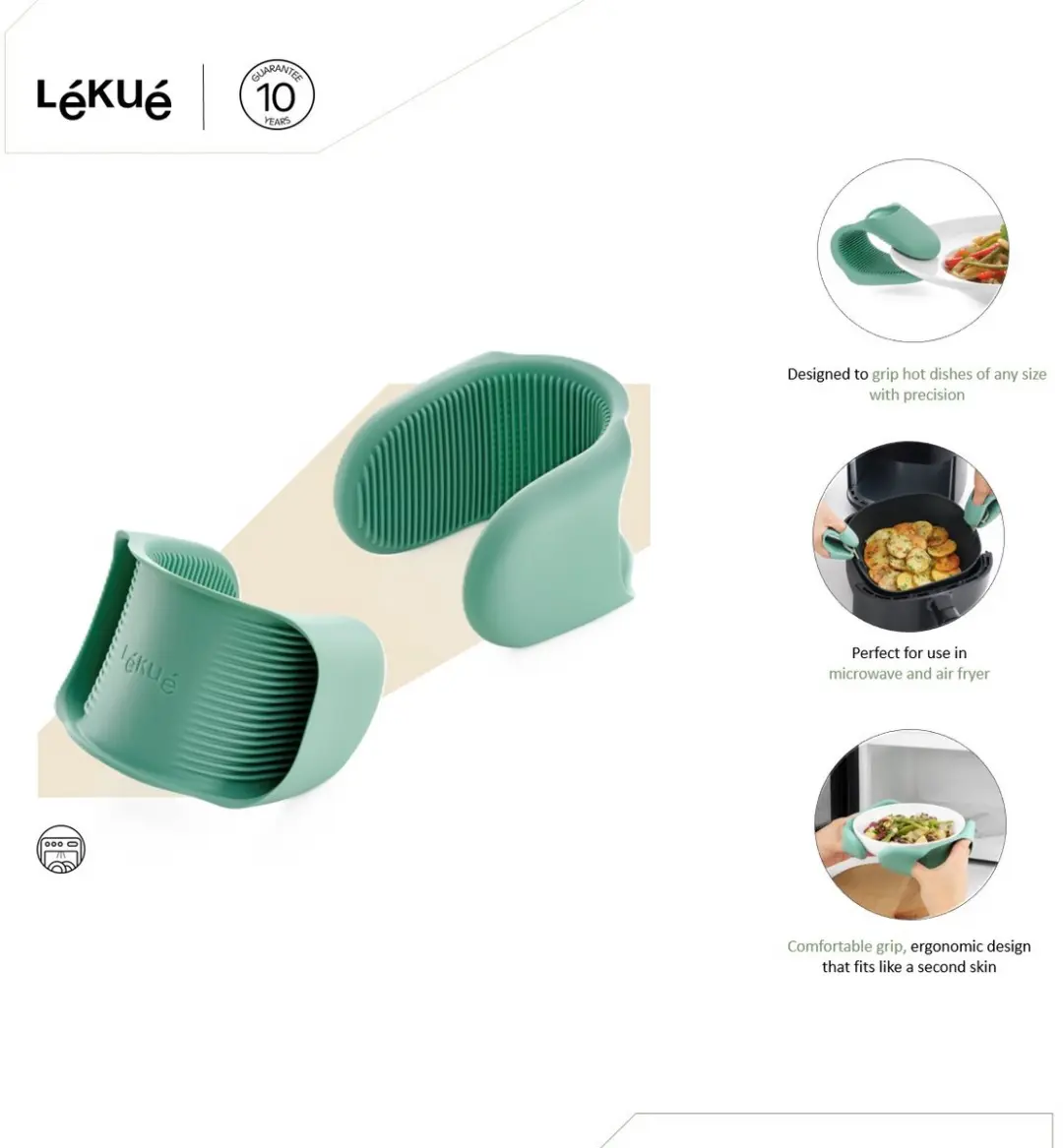 Lékué Mini Ovenwanten - 2 Stuks - Siliconen - Green