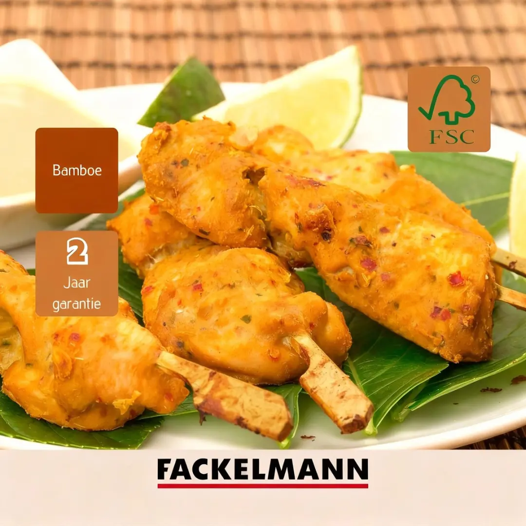 Fackelmann Basic Houten Satéprikkers 25cm - 50 Stuks