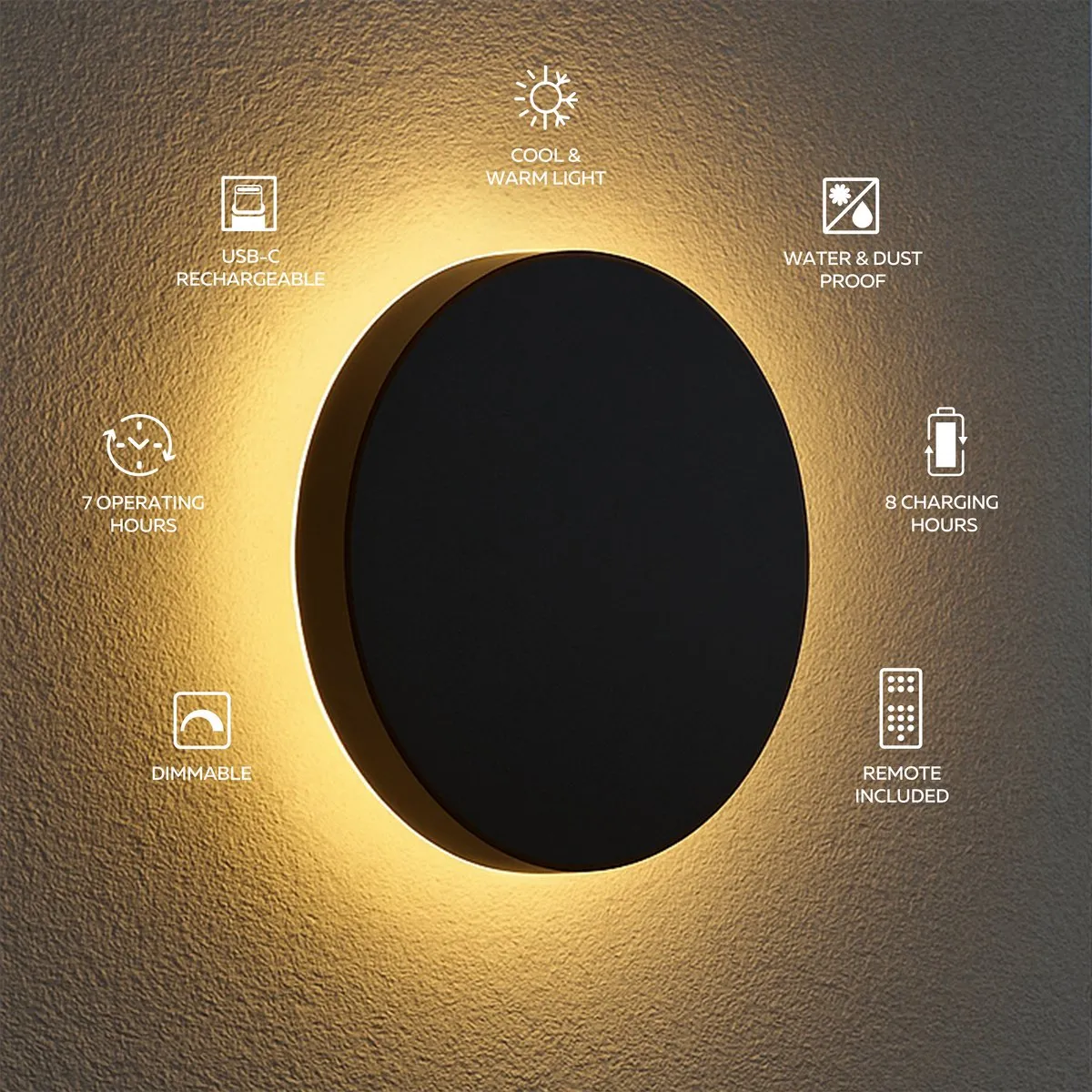 Calex Rosarno Wandlamp 25cm - Zwart - afbeelding 6 van 6