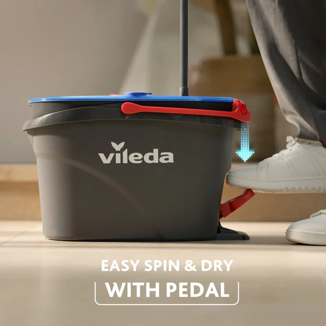 Vileda H2Pro Spin Mop-systeem - Emmer met pedaal 6L - Blauw/Rood/Grijs