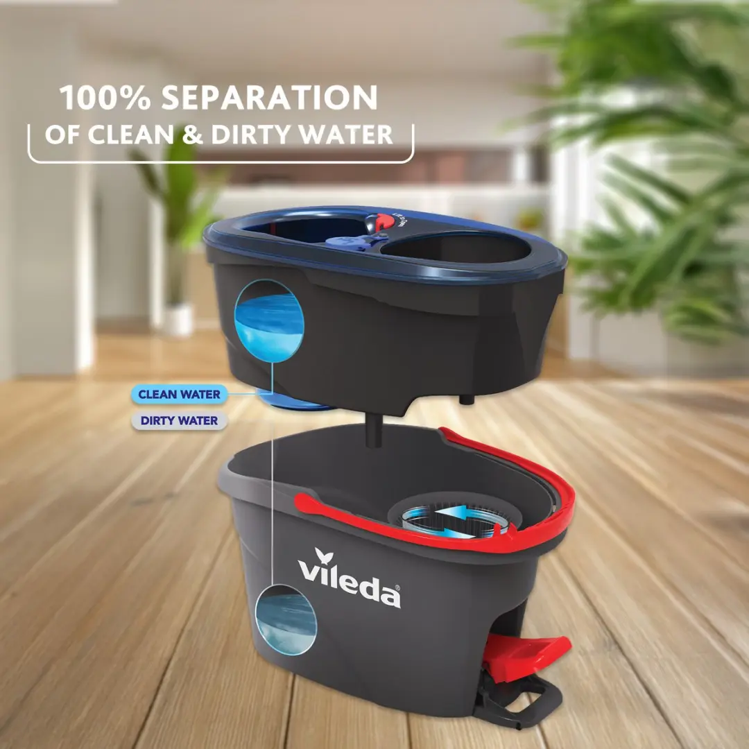 Vileda H2Pro Spin Mop-systeem - Emmer met pedaal 6L - Blauw/Rood/Grijs - afbeelding 6 van 6