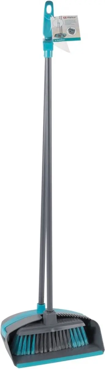 Alpina Stoffer en blik met lange steel 93cm - 2 Stuks - Blauw/Grijs