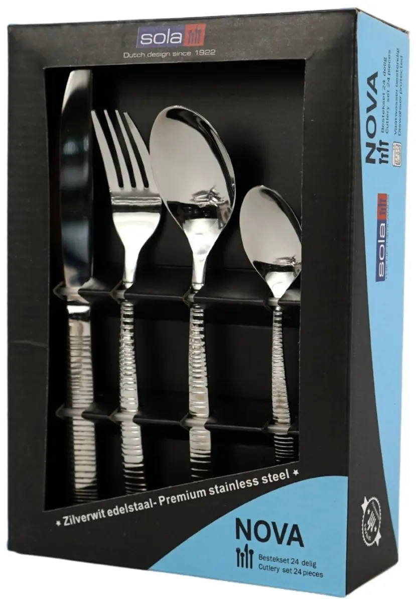 Sola Nova Bestekset 24-delig - 6 Personen - Zilverwit RVS 18/10