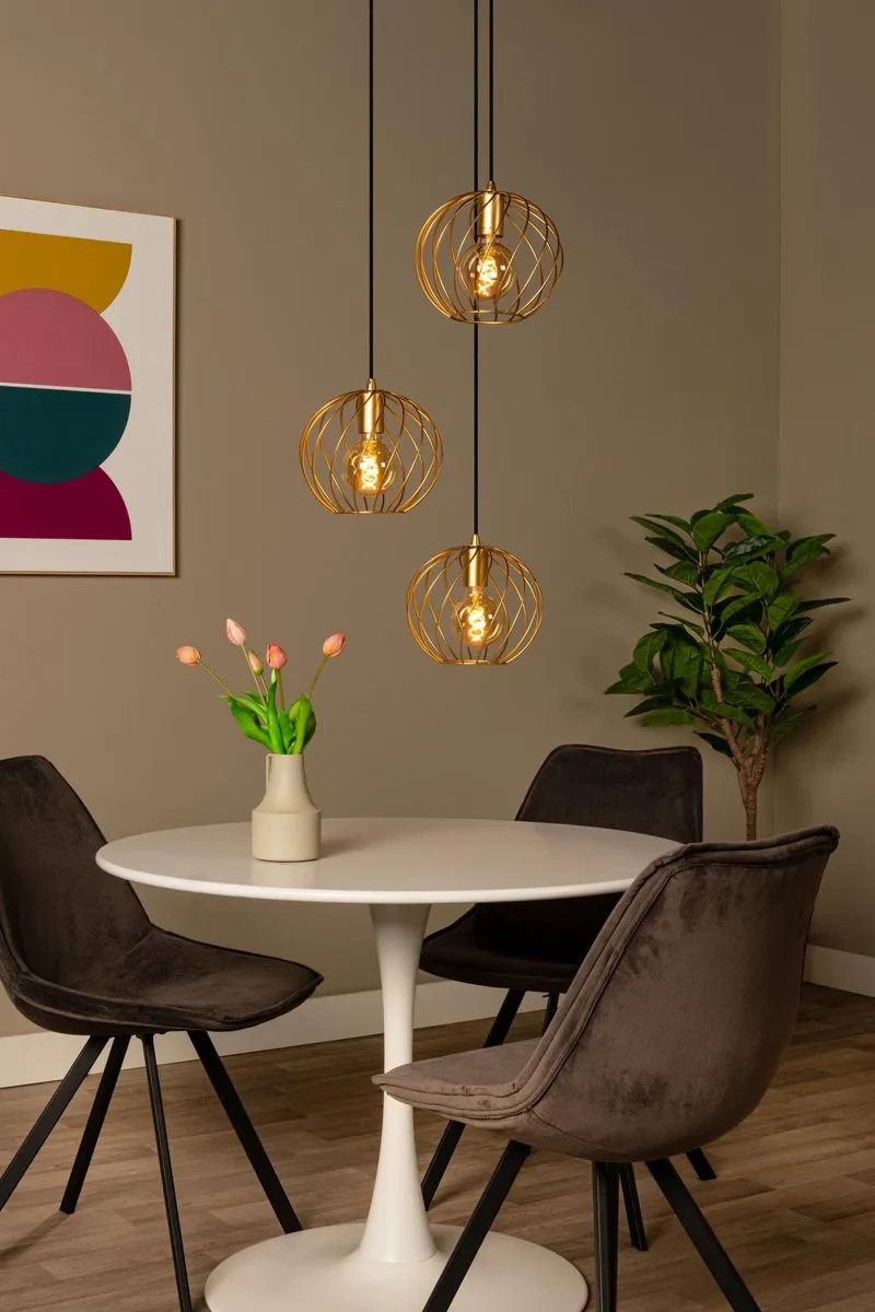 Lucide Danza Hanglamp Ø50cm - 3xE27 Mat Goud/Messing