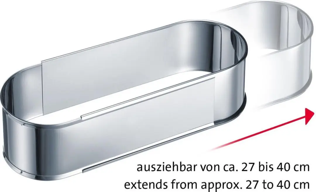 Westmark Ovale Cakevorm RVS 40cm - Uitschuifbaar - Zilver