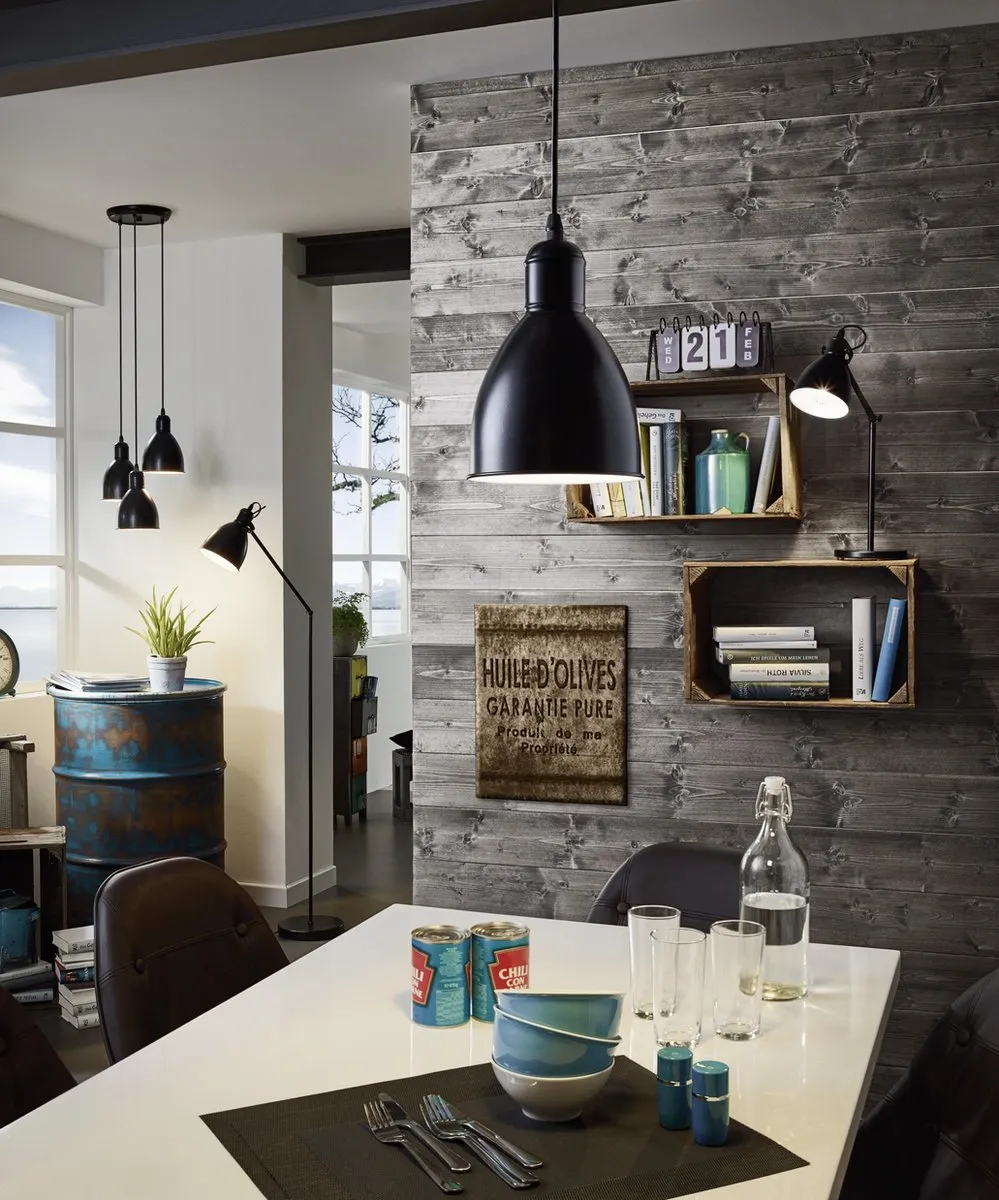 Eglo Priddy Hanglamp E27 - Ø32,5cm - Zwart/Wit