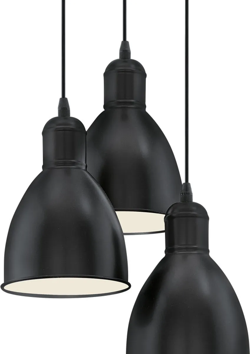 Eglo Priddy Hanglamp E27 - Ø32,5cm - Zwart/Wit