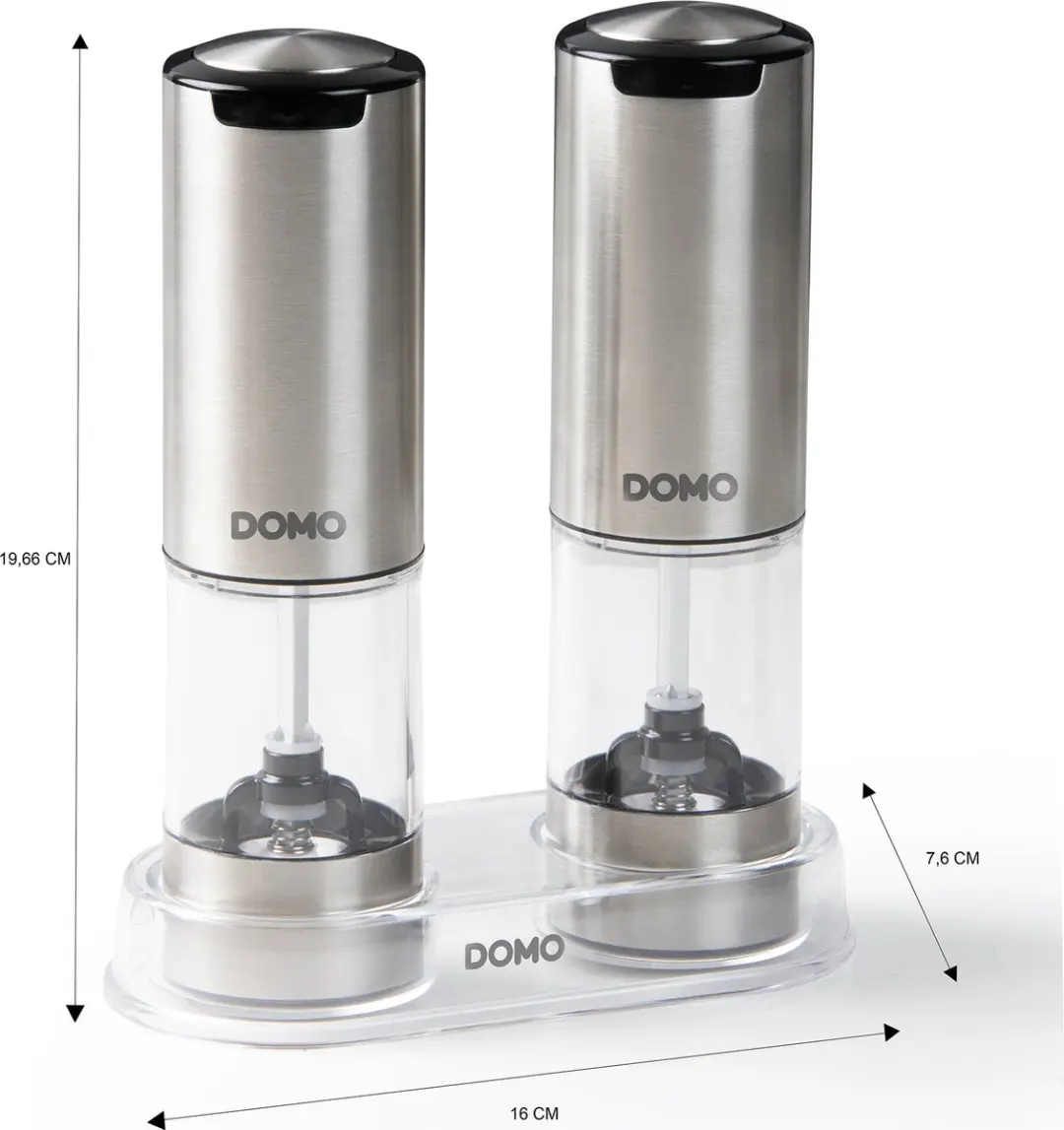 Domo DO3102 Oplaadbare Peper- en Zoutmolen Glas - 2 Stuks