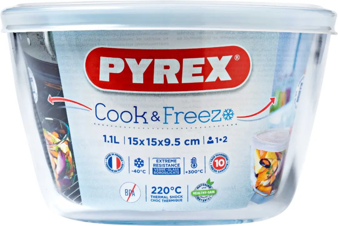 PYREX Cook & Freeze Ronde Schaal 1.6L - Ø12cm - Wit/Transparant