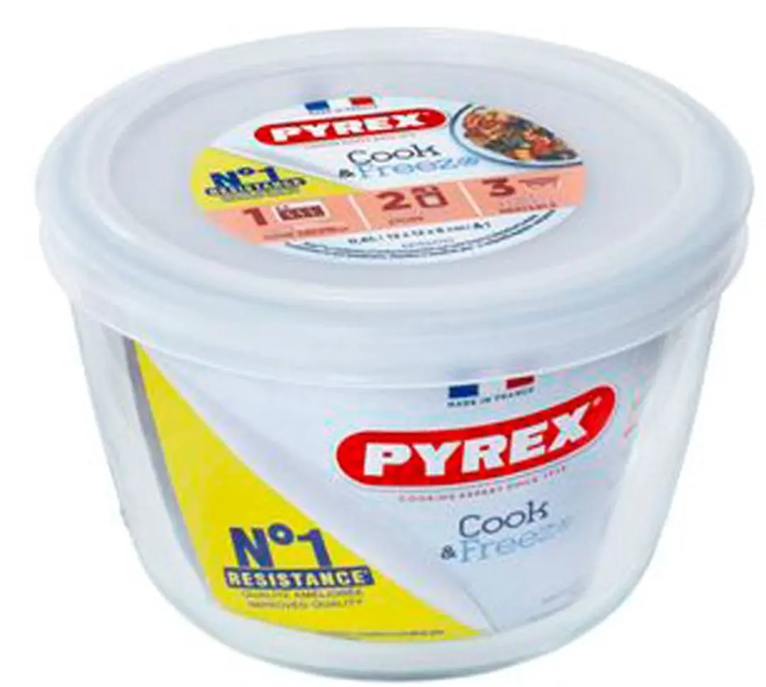 PYREX Cook & Freeze Ronde Schaal 1.6L - Ø12cm - Wit/Transparant