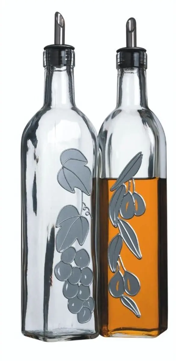 KitchenCraft Olie- en Azijnflessenset 500ml - Zilver